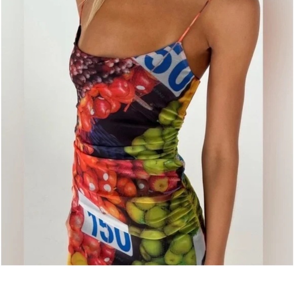 Zara Multicolor Fruit Print Midi Dress - Picture 2 of 3